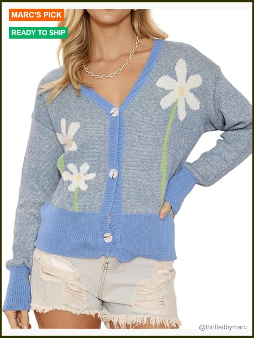 Knit Cardigan Sweater Button Down Long Sleeve V Neck Casual Loose Fit